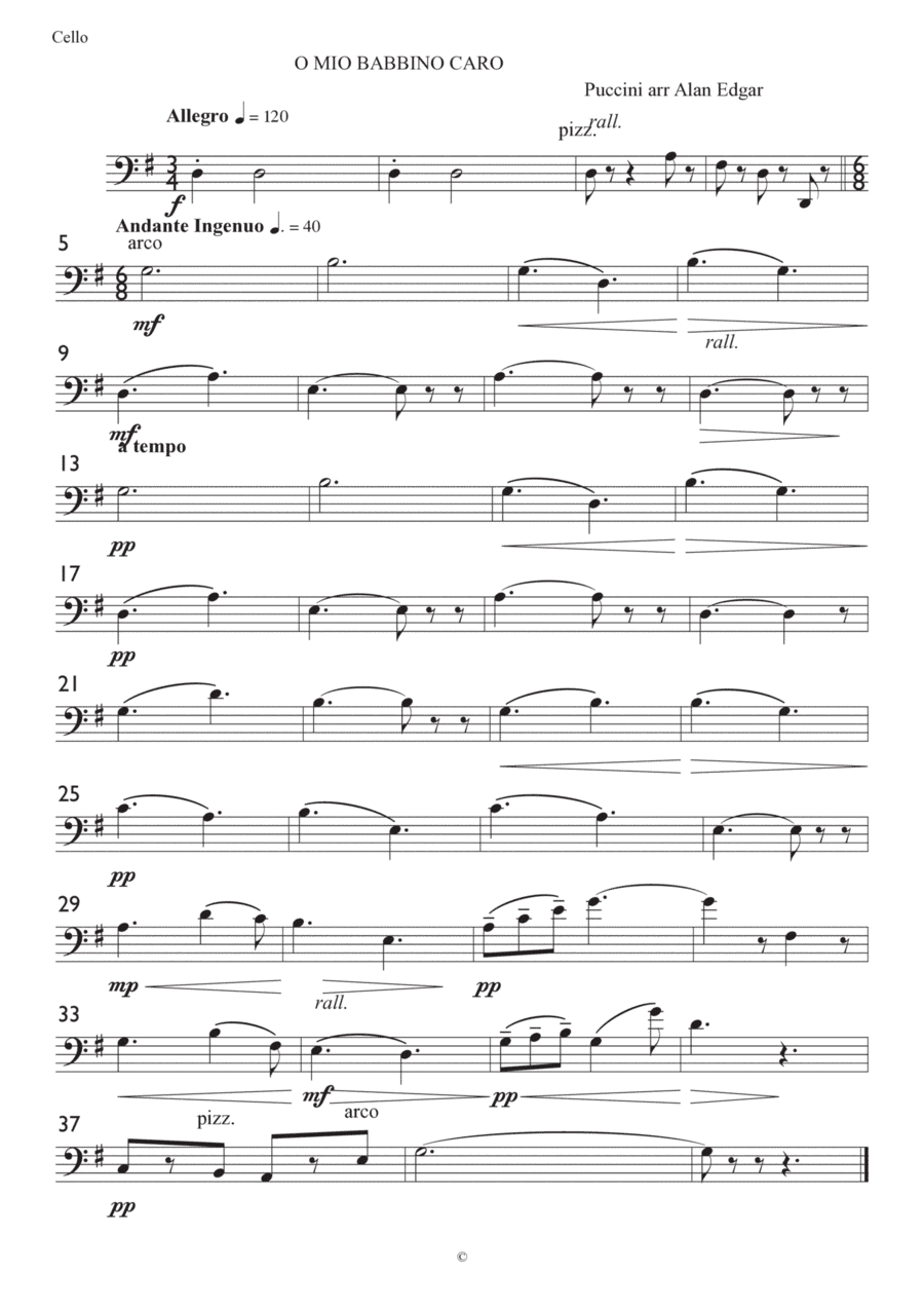 O MIO BABBINO CARO (O, my beloved father) from Gianni Schicci, by G Puccini, arranged as String Quar (arr. Alan Edgar)