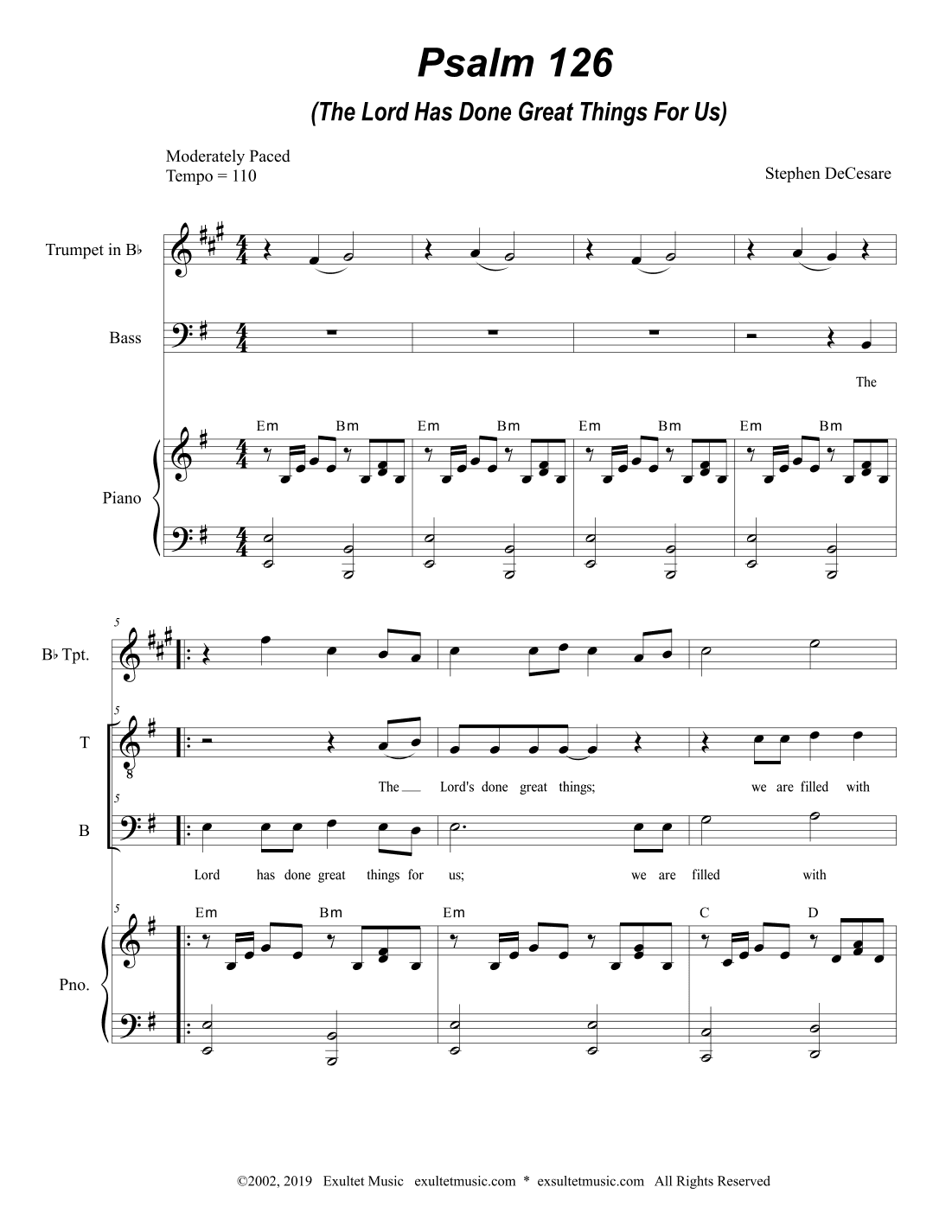 Psalm 126 (Duet for Tenor and Bass solo)