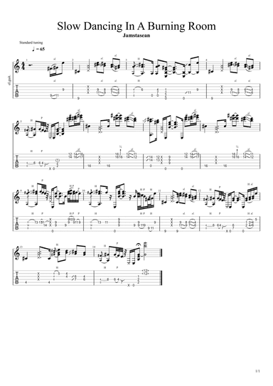 Slow Dancing In A Burning Room (arr. Jamstasean)