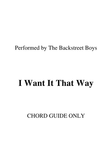 I Want It That Way (arr. RWM)