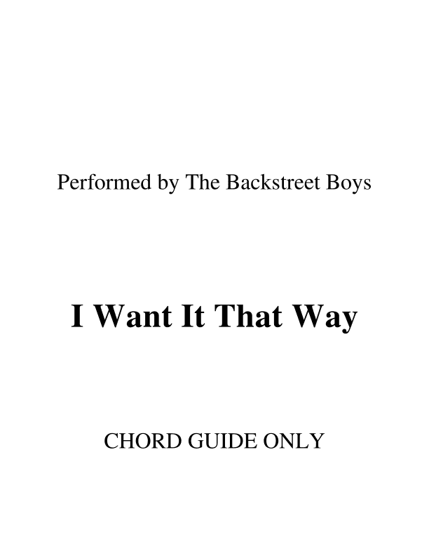 I Want It That Way (arr. RWM)