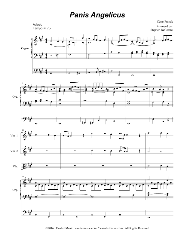 Panis Angelicus (for String Quartet and Organ - High Key) (arr. Stephen DeCesare)