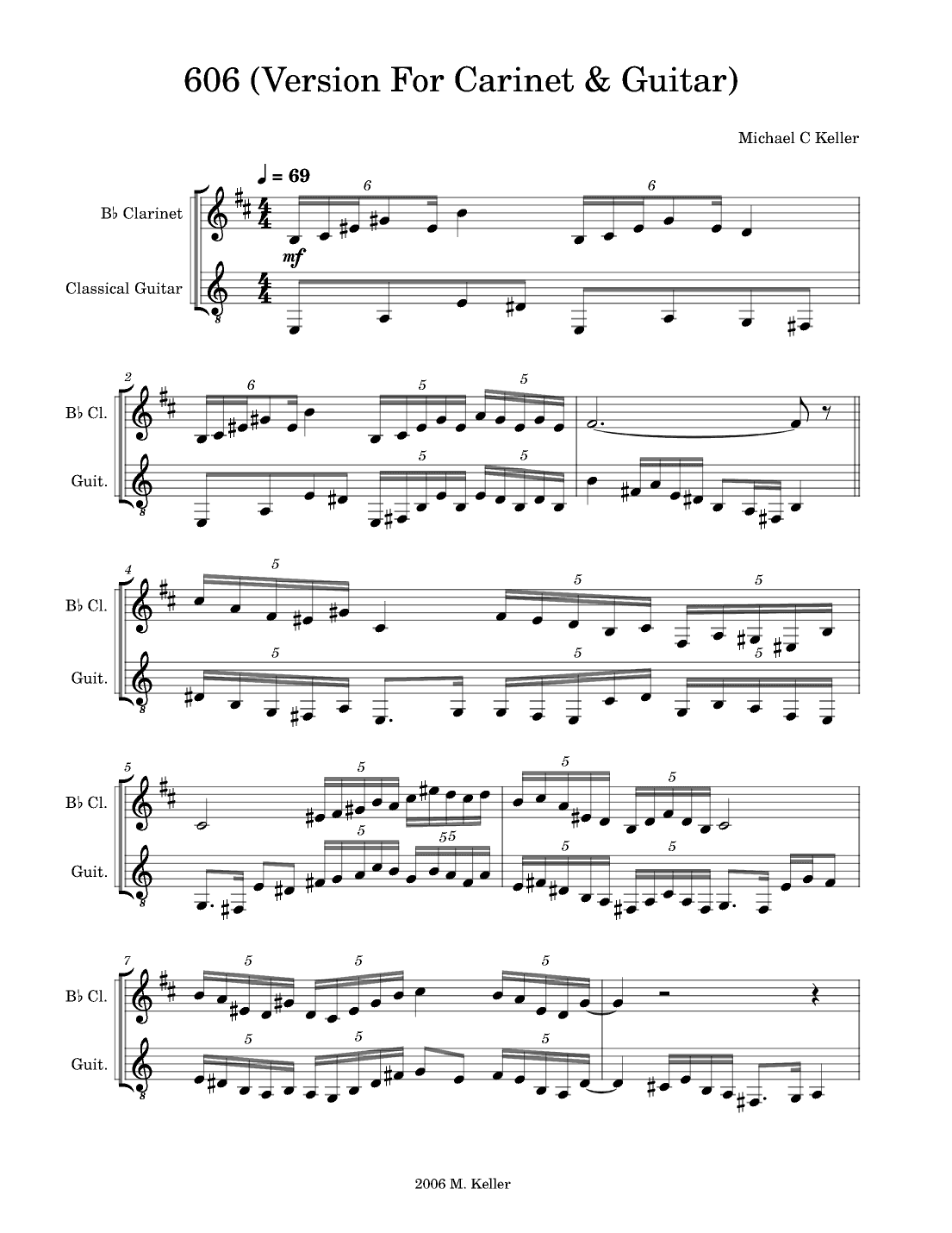 606 (Version For Clarinet & Guitar)