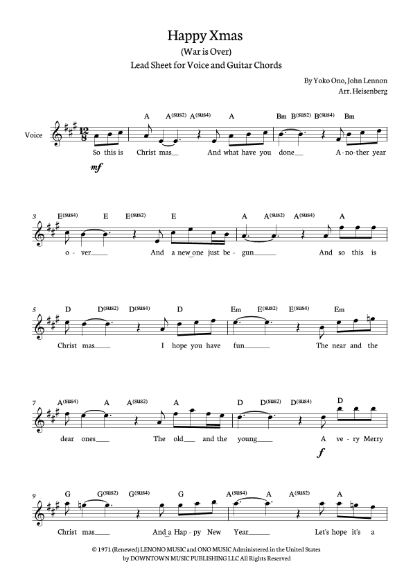 Happy Xmas (war Is Over) (arr. Heisenberg)