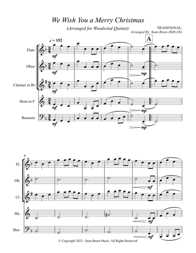 We Wish You a Merry Christmas - Woodwind Quintet (arr. Sean Breen)