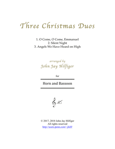 Three Christmas Duos for Horn and Bassoon (arr. John Jay Hilfiger)