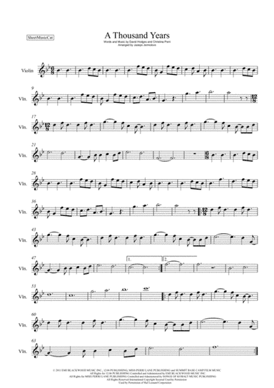 A Thousand Years (arr. Jazeps Jermolovs)