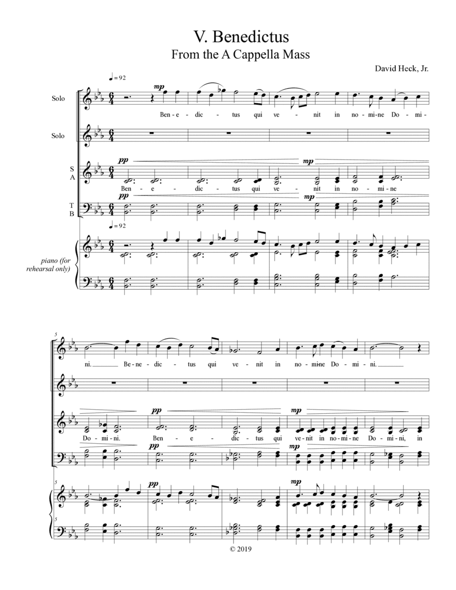Benedictus from the A Cappella Mass