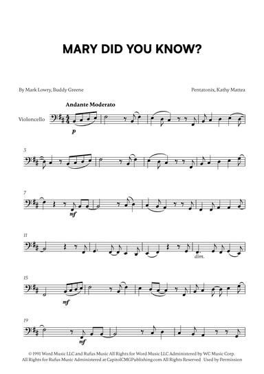 Mary, Did You Know? (arr. Cadenza Editions)