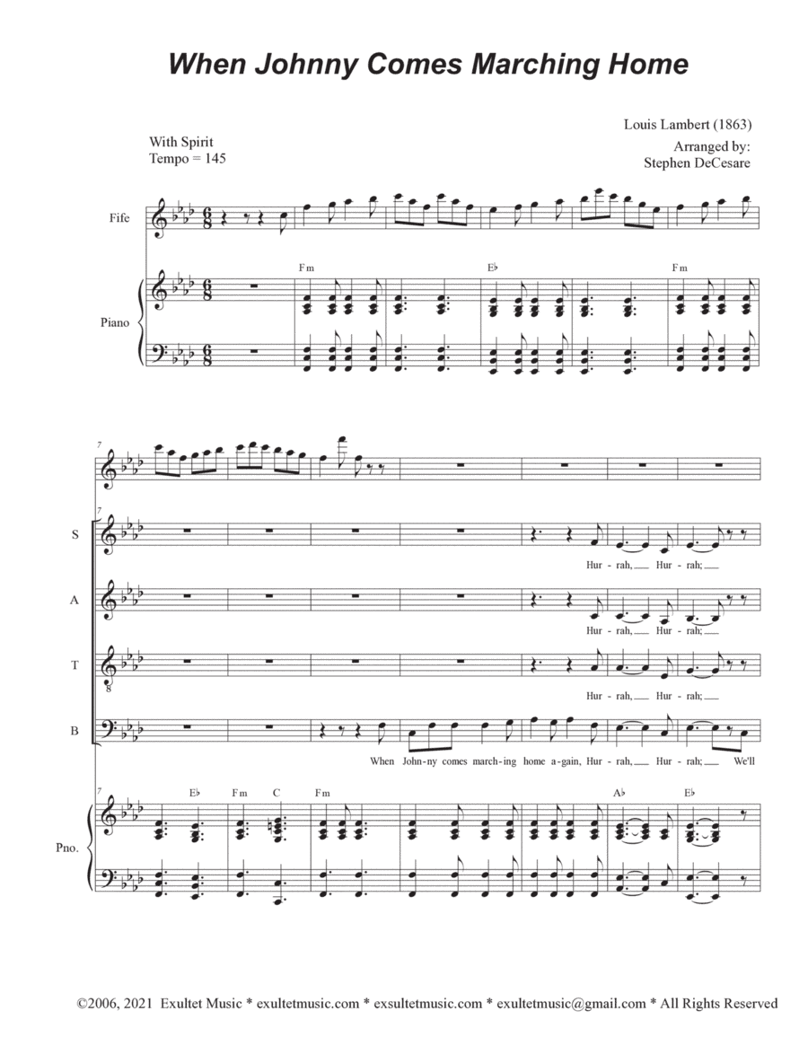 When Johnny Comes Marching Home (SATB) (arr. Stephen DeCesare)