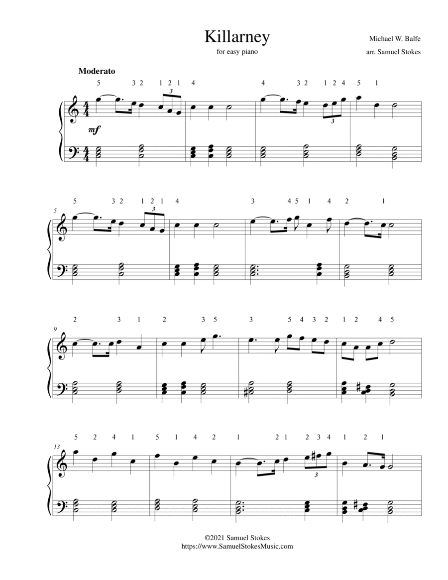Killarney - for easy piano (arr. Samuel Stokes)