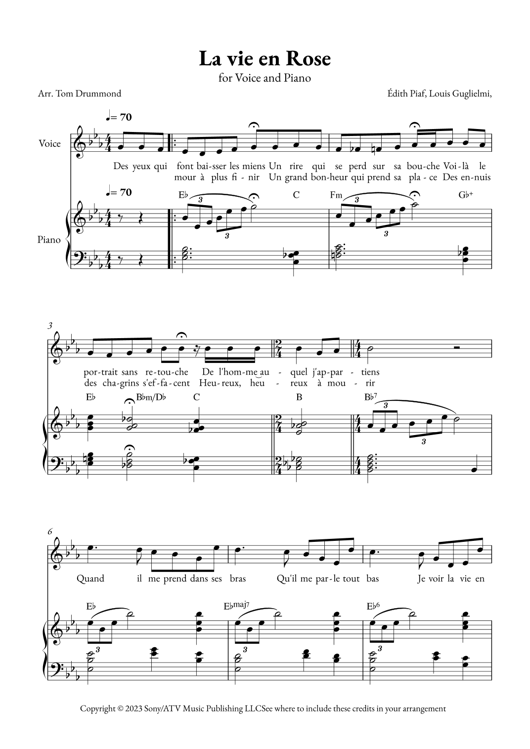La Vie En Rose (arr. Tom Drummond)