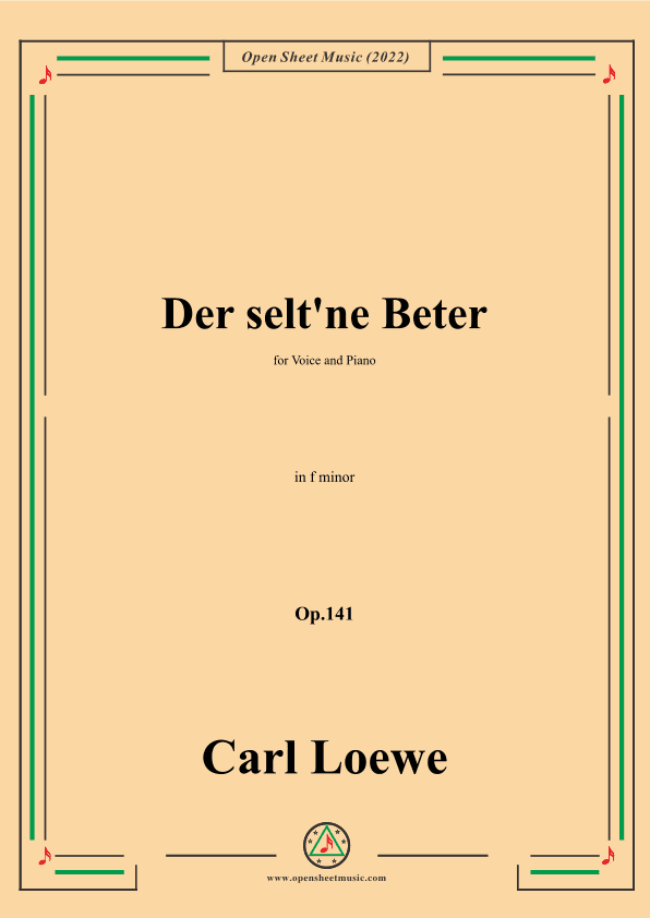 Loewe-Der selt'ne Beter,in f minorr,Op.141,for Voice and Piano (arr. OSM Press)