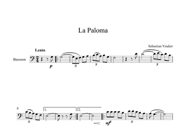 La Paloma - Sebastian Yradier (Bassoon) (arr. Digital Book Music)