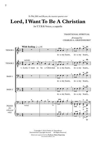 Lord, I Want To Be A Christian – TTBB (a cappella) (arr. Charles A. Gravenhorst (Traditional Spiritual))