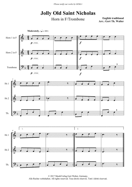 Jolly Old Saint Nicholas (arr. Gert Th. Walter)