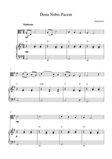 Dona Nobis Pacem (Grant us peace) (for viola solo and piano accompaniment) (arr. Kaiserin Rebecca)