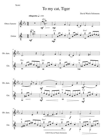 To My Cat, Tiger - for oboe d'amore and guitar