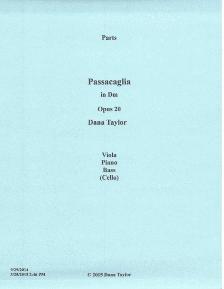 Passacaglia Trio Opus 20 Parts