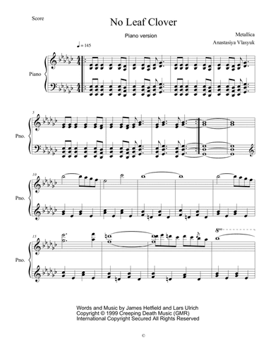 No Leaf Clover (arr. Anastasya Vlasyuk)