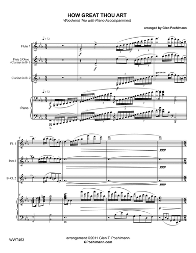 HOW GREAT THOU ART - WOODWIND TRIO with Piano Accompaniment (arr. Glen Poehlmann)