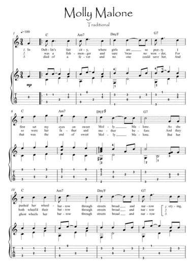 Molly Malone Violin guitar duet (arr. PianoSheetNow)