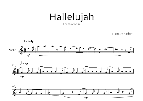 Hallelujah (arr. Robin Hood Editions)