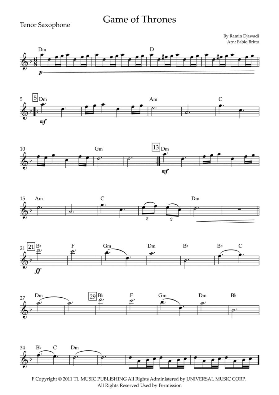 Game Of Thrones (arr. Fabio Britto)