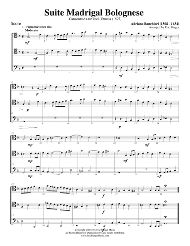 Suite Madrigal Bolognese for Trombone or Low Brass Trio (arr. Eric Burger Music)