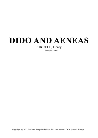 Dido and Aeneas, Z.626 - Score Only (arr. Matheus Sampaio)