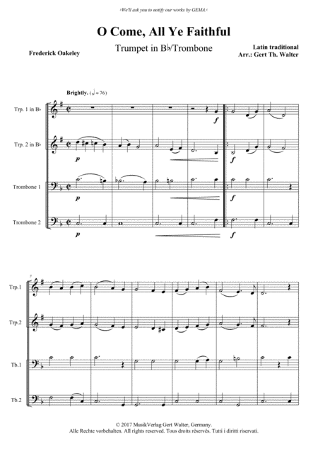 O Come, All Ye Faithful (arr. Gert Th. Walter)