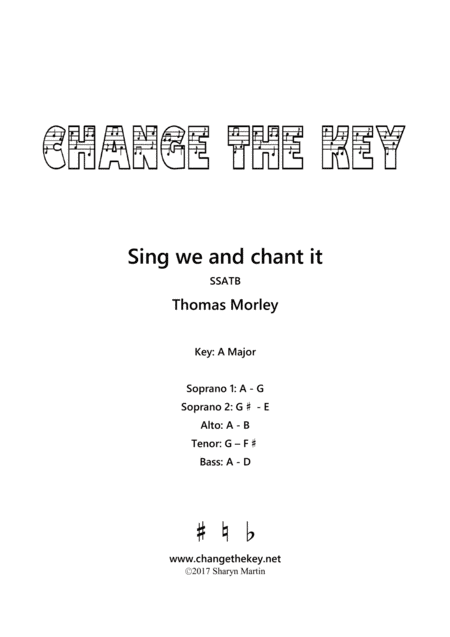 Sing we and chant it - A Major (arr. Change the Key)