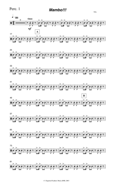 Mambo!!!  Percussion 1 part