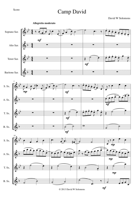 Camp David for saxophone quartet (arr. David Warin Solomons)
