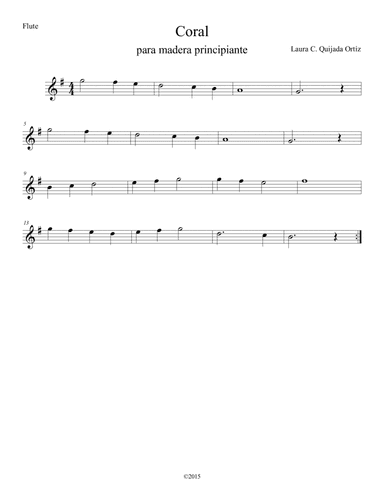 Coral para Madera, nivel principiante. FLUTE PART.