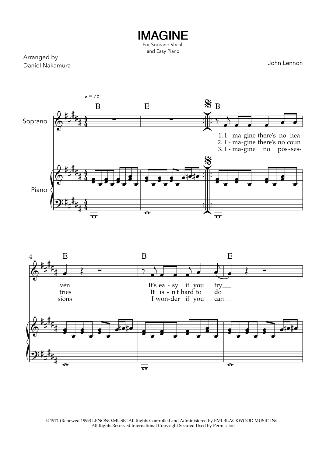 Imagine (arr. Daniel Nakamura)