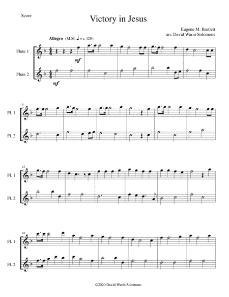 Victory in Jesus arranged for 2 flutes (arr. David Warin Solomons)