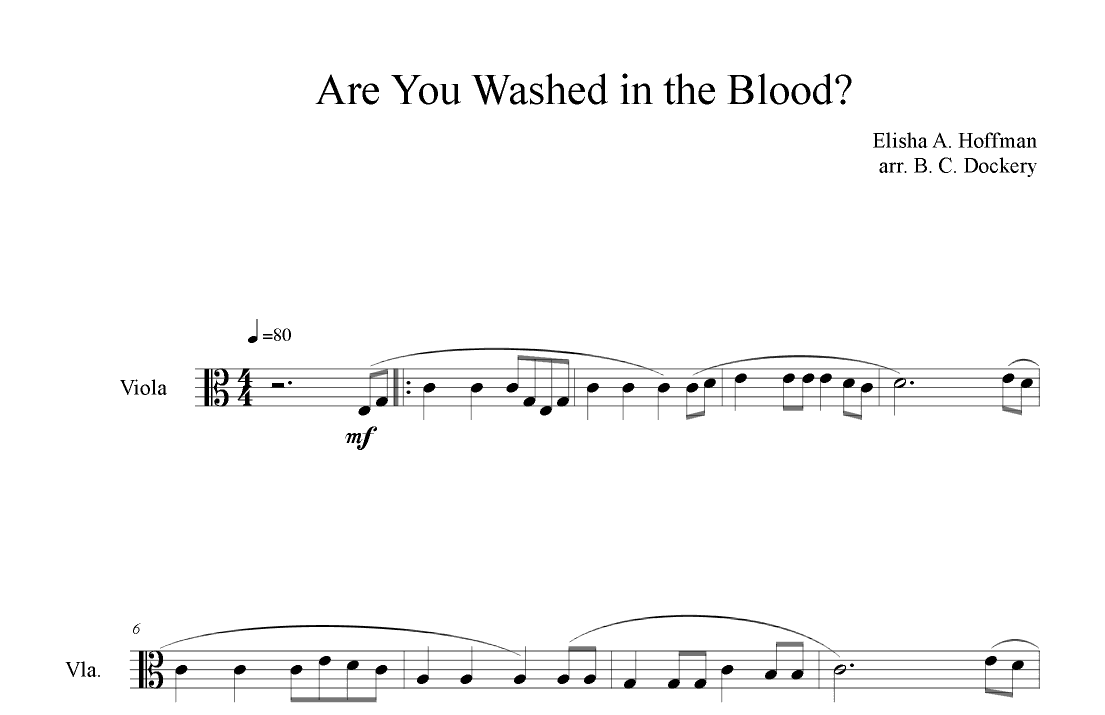 Are You Washed in the Blood? (Viola Solo) (arr. B. C. Dockery)