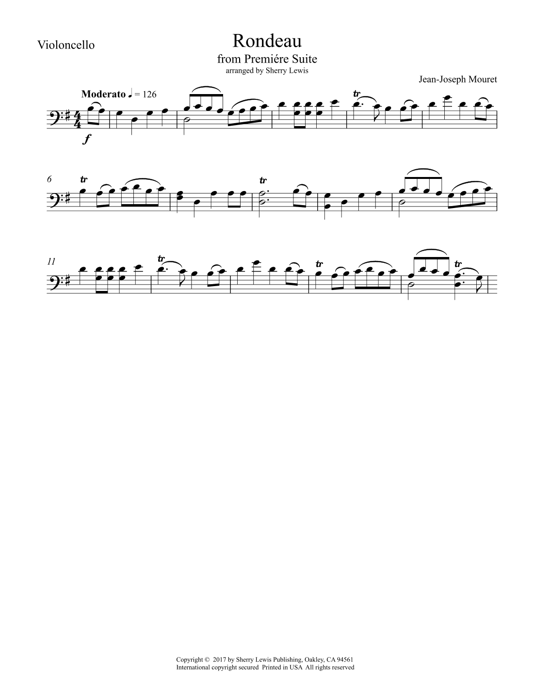 Rondeau from Premiére Suite for Cello Solo (arr. Sherry Lewis)