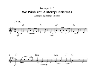We Wish You a Merry Christmas (for solo trumpet in C) (arr. Rodrigo Faleiros)