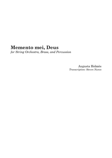Memento mei, Deus (arr. Steven Nunes)