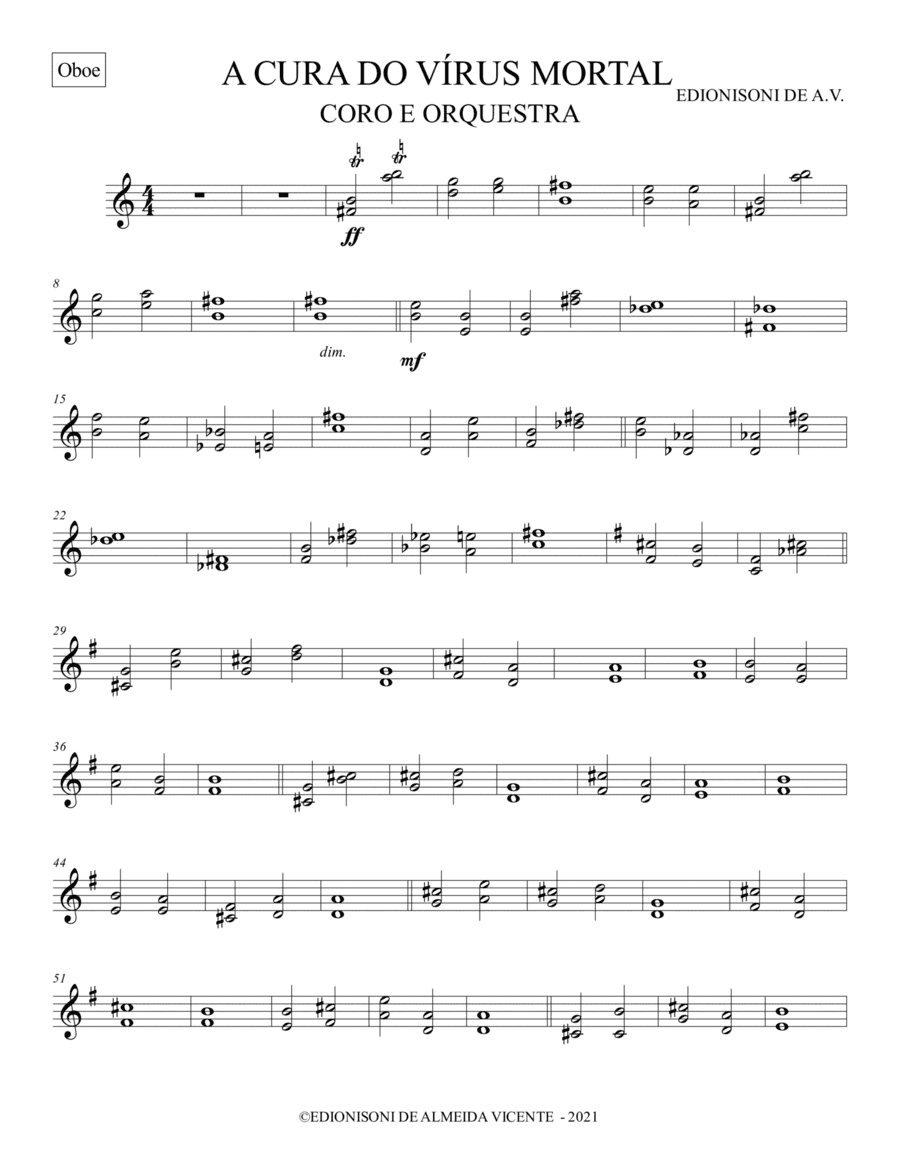OBOE - A CURA DO VÍRUS MORTAL PARA CORO E ORQUESTRA
