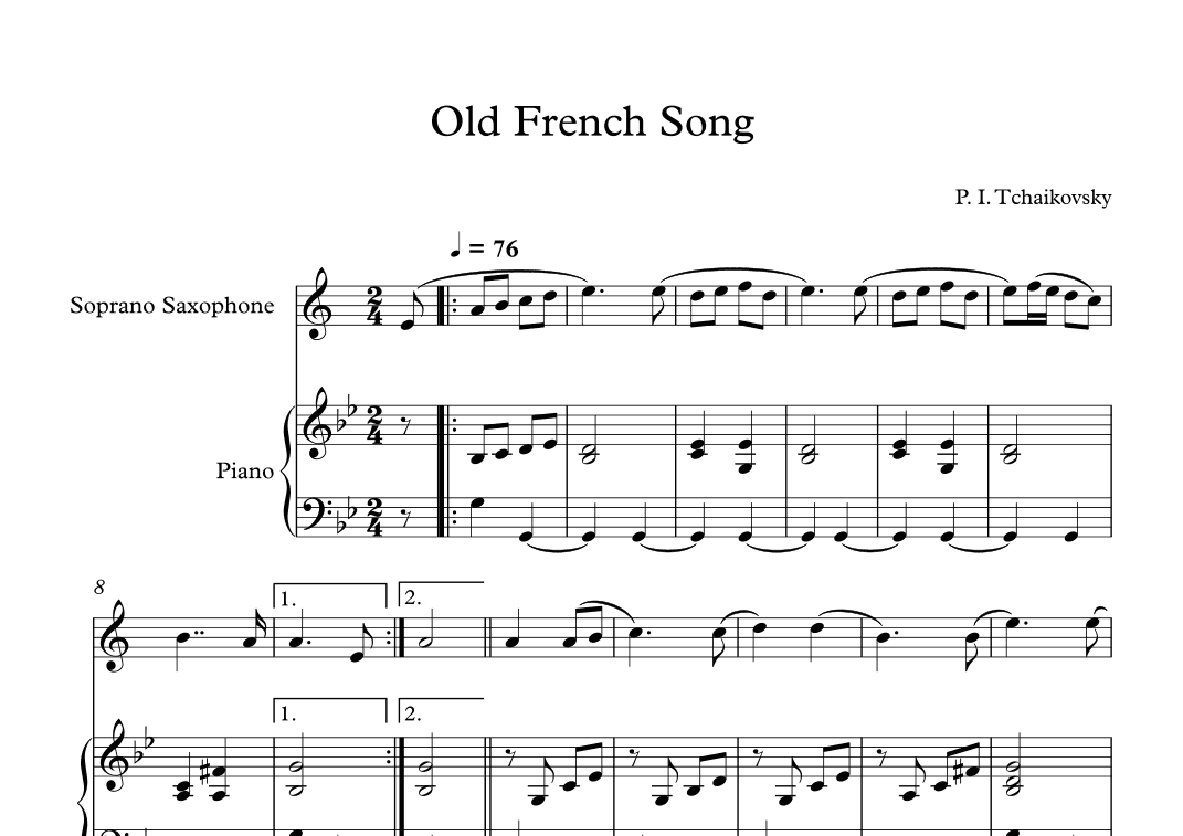 Old French Song - Peter Ilyich Tchaikovsky (Soprano Sax + Piano) (arr. Digital Book Music)