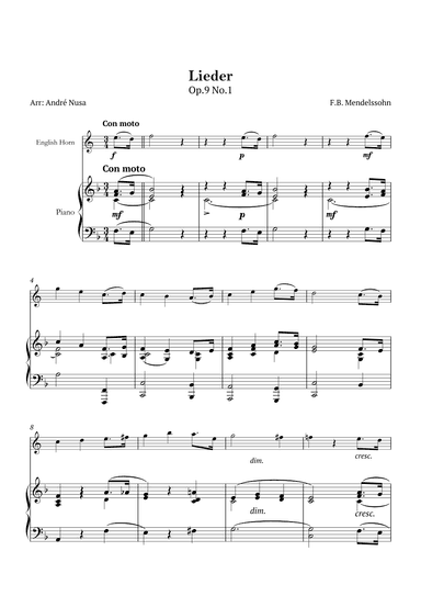 Lieder Op.9 No.1 (arr. André Nusa)