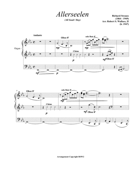 Allerseelen (All Souls Day) (arr. Robert S. Wallace, II)