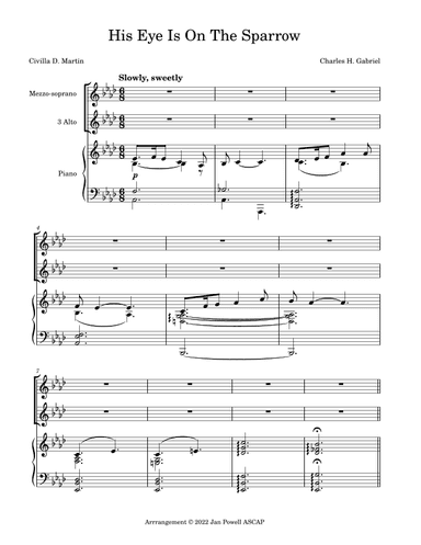 His Eye Is On The Sparrow (arr. Jan Powell)