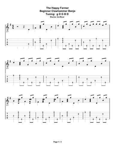 Doctor JerBear--The Happy Farmer--Beginning Clawhammer Banjo (arr. Doctor JerBear)