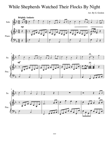 While Shepherds Watched their Flocks By Night (arr. G. Gordon)