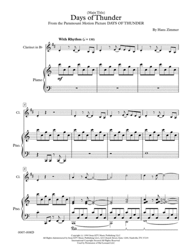 Days Of Thunder (Main Title)  from the Paramount Motion Picture DAYS OF THUNDER (arr. Red Gate Music)