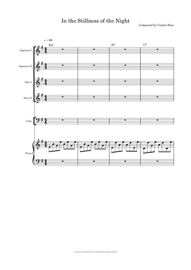 In the Stillness of the Night - SSAA cello and piano